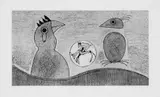 Max Ernst, Deux Oiseaux, Original-Farblithographie auf Japon nacré