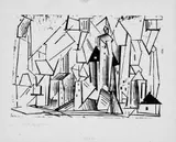 Lyonel Feininger, Die Architektur, Original-Holzschnitt auf gelblichem Japanbütten