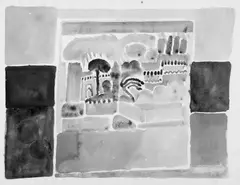 Edvard Frank, Kreuzritterburg Alanja, Aquarell auf weißem Büttenpapier mit Wasserzeichen der Hahnemühle