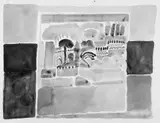 Edvard Frank, Kreuzritterburg Alanja, Aquarell auf weißem Büttenpapier mit Wasserzeichen der Hahnemühle