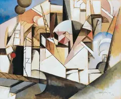 Albert Gleizes, Paysage, Gouache und Aquarellfarben über Bleistiftvorzeichnung (Darstellung