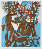 Frühling-Arkadia by HAP Grieshaber, Die Nummern 723 - 727 entstammen der Folge von 6 farbigen Holzschnitten BAUMBLÜTE, Verlag Manus Presse, Stuttgart 1963. , sold Dec 2005