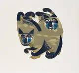Siamkatzen by HAP Grieshaber, Original-Farbholzschnitt auf Rives-Velin, sold Dec 2005