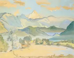 Drau by Erich Heckel, Aquarell und Kreidezeichnung auf chamoisfarbenem Büttenpapier, sold Dec 2005