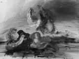 Josef Hegenbarth, Illustration zu E. T. A. Hoffmann "Doge und Dogaresse". Hundedarstellungen