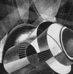 Karol Hiller, Modernist abstract, Geritzte Zeichnung auf geschwärzter Glasplatte (Glasnegativ), belichtet und auf Gelatinesilberpapier