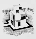 Johannes Itten, Haus des weissen Mannes, Original-Lithographie auf glattem gelblichen Papier