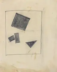 Kasimir Sewerinowitsch Malewitsch, Composition suprématique, Bleistiftzeichnung auf elfenbeinfarbenem Büttenpapier