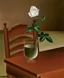 Josef Mangold, Stilleben mit weißer Rose in einer Glasvase