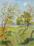 Otto Modersohn, Wiese mit Weg und Birken