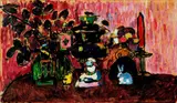Rosa Stilleben by Gabriele Münter, Öl auf Malpappe, sold Dec 2005