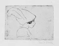 Mädchen im Profil by Emil Nolde, Original-Radierung auf Velin, sold Dec 2005