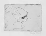 Emil Nolde, Mädchen im Profil, Original-Radierung auf Velin