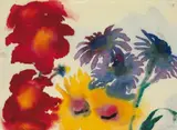 Emil Nolde, Dahlien und Astern, Aquarell auf Japanpapier