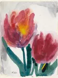 Emil Nolde, Zwei rote Tulpen, Aquarell auf Japanbütten