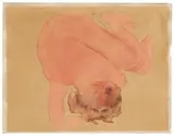 Auguste Rodin, Femme accroupie de dos, Aquarell über Bleistiftvorzeichnung auf bräunlichem, leicht faserhaltigem dünnen Zeichenpapier
