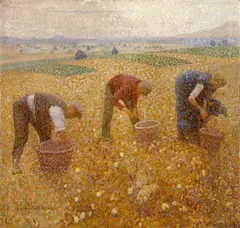 Carl Schmitz-Pleis, Kartoffelernte, Öl auf Leinwand, doubliert