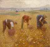 Carl Schmitz-Pleis, Kartoffelernte, Öl auf Leinwand, doubliert