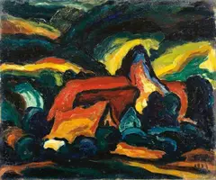 Bauernhaus by Eberhard Viegener, Öl auf dünner Leinwand, auf Holz, sold Dec 2005