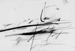 Ohne Titel by Peter Brüning, Tusche und Farbkreiden auf genarbtem chamoisfarbenen Velin, sold Dec 2005