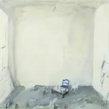 Klaus Fußmann, Interieur, Öl, Gouache und Bleistift auf elfenbeinfarbenem Velin