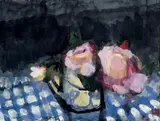 Ohne Titel (Rosenstilleben) by Klaus Fußmann, Aquarell auf chamoisfarbenem Bütten, sold Dec 2005