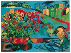 Mimmo Germana, Ohne Titel (Landschaft mit Kopf), Öl auf Leinwand