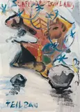 Jörg Immendorff, Café Deutschland. Teilbau, Gouache auf Papier