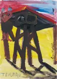 Jörg Immendorff, Teilbau, Gouache auf Papier