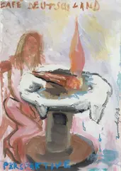 Jörg Immendorff, Café Deutschland. Perspektive, Gouache auf Papier