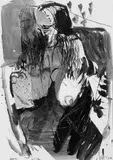 Tina Juretzek, Ohne Titel. Ohne Titel. Adam und Lilith, 3 Arbeiten: Tuschpinsel und Graphit auf collagiertem Papier je ca