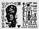 A. R. Penck, Der Mann ist tot /Wole Soyinka, Filzschreiber und Bleistift auf chamoisfarbenem Bütten