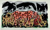 Verteilung der Beute by A. R. Penck, Die Arbeit entstand als Vorlage zum Siebdruck "Verteilung der Beute", Edition Aschenbach, Amsterdam, Auflage 30 Exemplar, sold Dec 2005