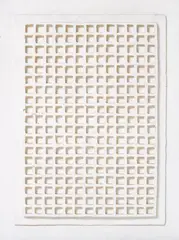 Ohne Titel (R 60) by Jan Schoonhoven, Weisses Relief: Öl über Papiermaché, sold Dec 2005