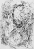 Bernard Schultze, Ein singender Baum, Farb- und Bleistift, Tusche und Aquarell auf elfenbeinfarbenem Halbkarton