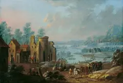 Marc Baets, WEITE FLUSSLANDSCHAFT., Öl auf Holz