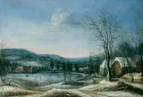 Daniel van Heil, WINTERLANDSCHAFT MIT EISLÄUFERN AUF EINEM TEICH., Öl auf Leinwand (doubliert)
