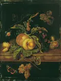 Nachfolge Jan Davidsz. de Heem, FRÜCHTESTILLEBEN MIT SCHMETTERLINGEN., Öl auf Holz