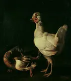 Italian School, EIN HUHN UND EINE GANS.