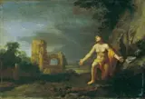 LANDSCHAFT MIT DER BÜSSENDEN HL. by Werkstatt Cornelis van Poelenburgh, Öl auf Holz, sold Nov 2005