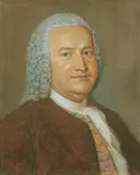 Saxonian School, BILDNIS DES KOMPONISTEN JOHANN SEBASTIAN BACH., Pastell auf Papier (unter Glas gerahmt)