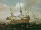 Cornelis Isaacksz Verbeeck, SCHIFFE AUF BEWEGTER SEE., Öl auf Holz