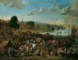 Flemish School, HAFENSZENE VOR DEM HINTERGRUND EINER STADT.