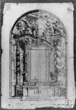 Francesco Galli Bibiena, ENTWURF ZU EINEM VIERSÄULIGEN ALTAR., Feder in Braun, laviert, auf Papier