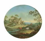 Netherlandish School, LANDSCHAFT MIT BAUERNHAUS UND PFERDEFUHRWERK.