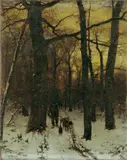 Ludvig Munthe, WINTERWALD MIT JÄGER.