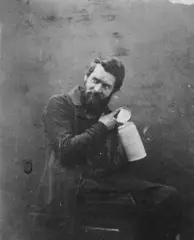 Alois Löcherer, Sitzender Mann, Salzpapierabzug vom Papiernegativ