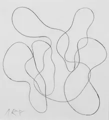 Komposition by Jean Arp, Bleistiftzeichnung auf elfenbeinfarbenem Velin, sold Jun 2005