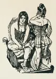 Max Beckmann, Bei der Toilette, Original-Holzschnitt (Reiberdruck) auf Bütten