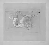 Hans Bellmer, Heinrich von Kleist. Les Marionettes, Mit 11 Original-Radierungen, schablonenkoloriert, auf hellbraunem Fabriano-Velin sowie einer Separatfolge der Radierungen auf dünnem hellbraunen Japan. Einzeln signiert. Exemplar 59/150. Lose Bogen bzw. Doppelbogen in Umschlag, in mit roter Seide bezogenem Kartonumschlag mit Schuber (mit stärkeren Alters- und Gebrauchsspuren)